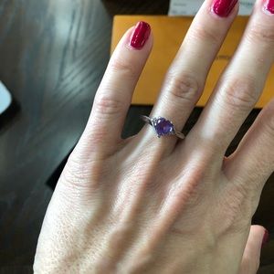 Silver Ring with Purple Amethyst Heart Stone